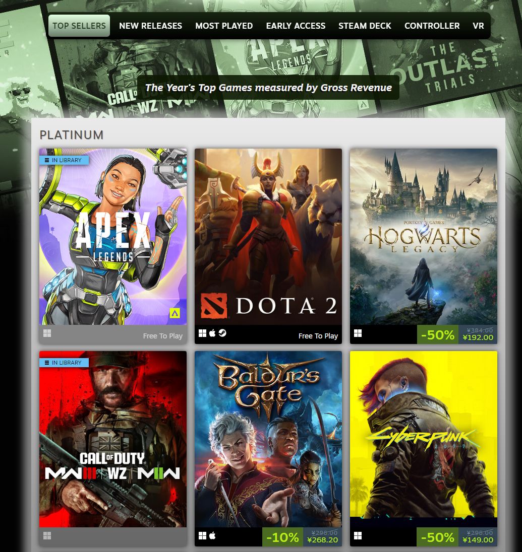 《Apex英雄》跻身Steam年度收入、年度最多游玩排行榜第一梯队-第0张