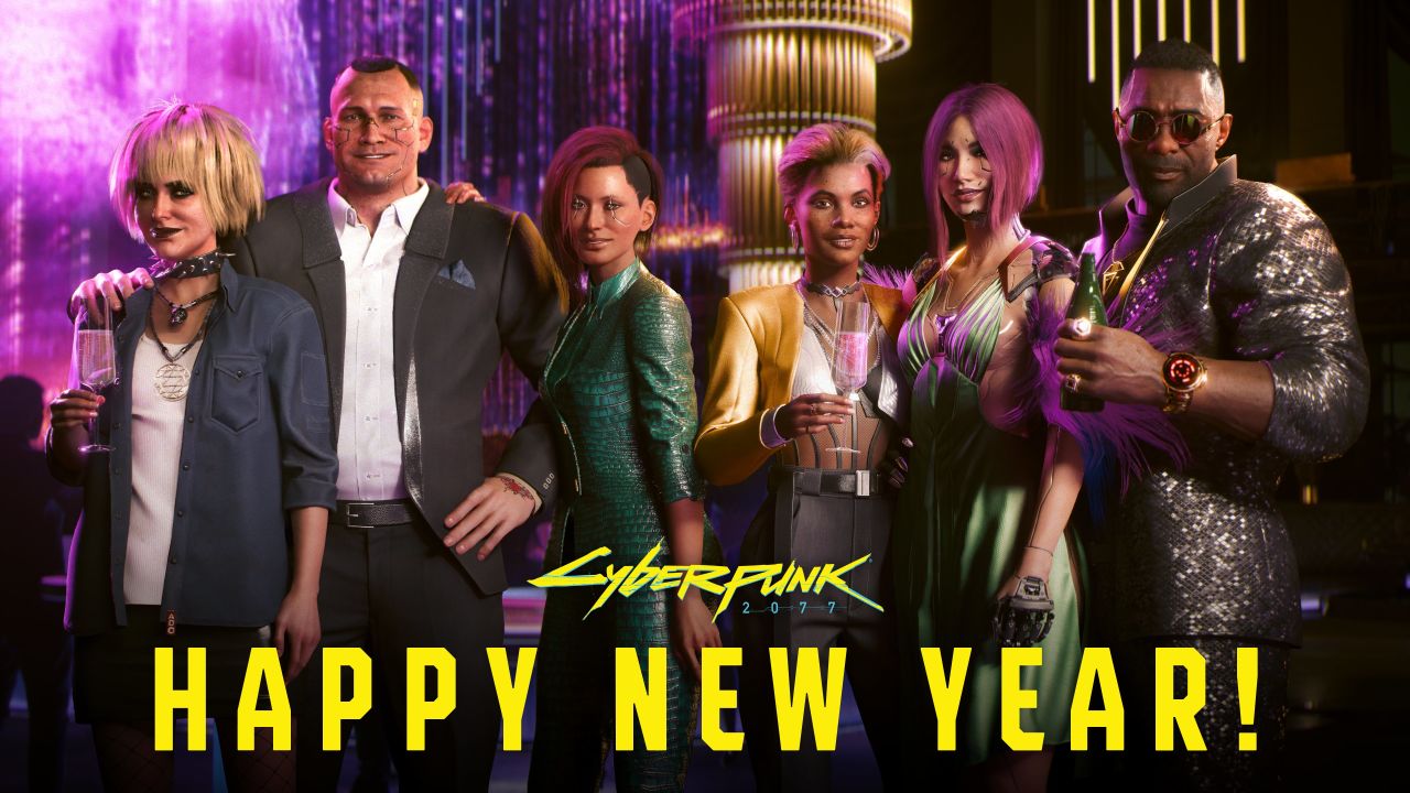 来自《赛博朋克2077》的新年贺图请查收！V，新年快乐！