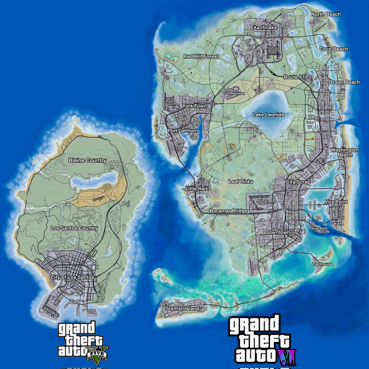 【PC游戏】GTA6地图大小和雏形曝光 将是五代的两倍 城市占比进一步扩大-第2张