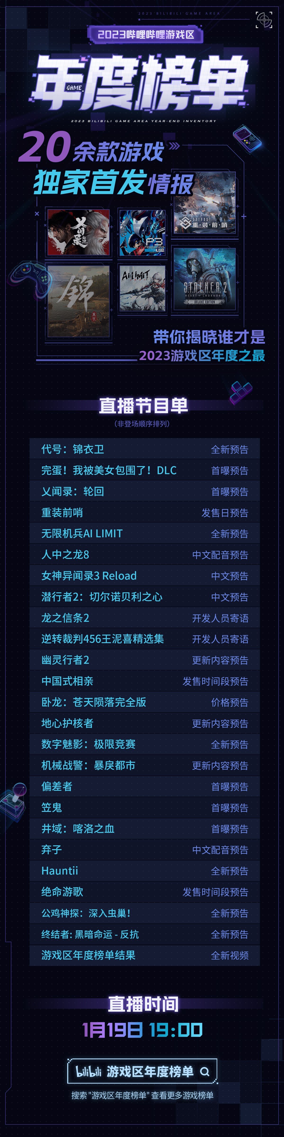 【PC游戏】B站游戏年榜节目单公布，《完蛋！》DLC首曝预告-第2张