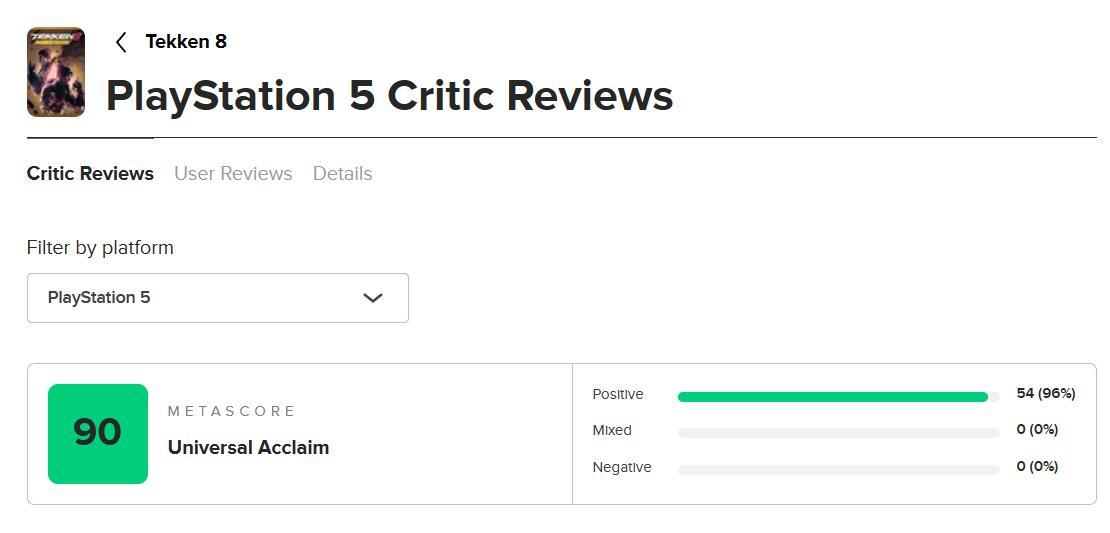 《铁拳8》媒体评分解禁 Metacritic均分90分