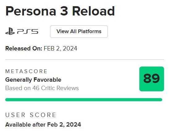 【PC遊戲】熱門孩子們我回來了！《女神異聞錄3Reload》解禁 Metacritic均分89分-第0張