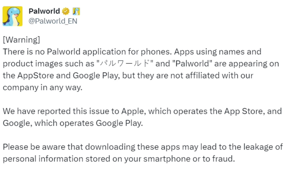 官方辟谣：《幻兽帕鲁》手游被盗版；米哈游等公司被工信部点名