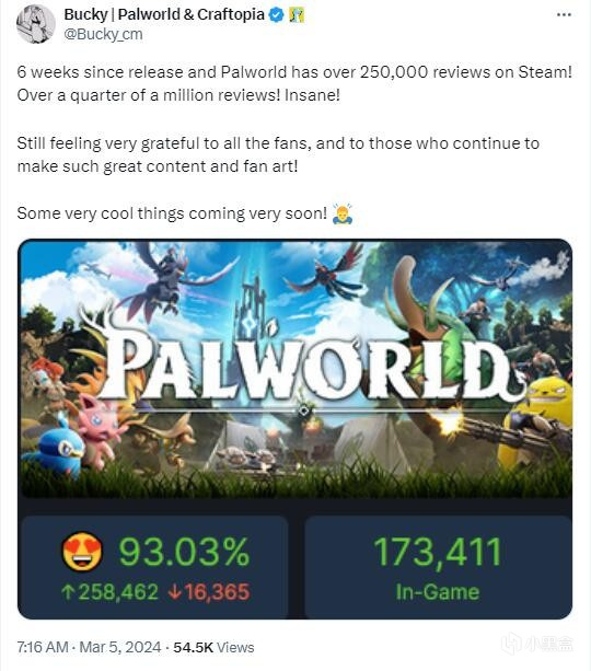 《幻兽帕鲁》近期将发布很酷的更新；《逃生：试炼》推出正式版