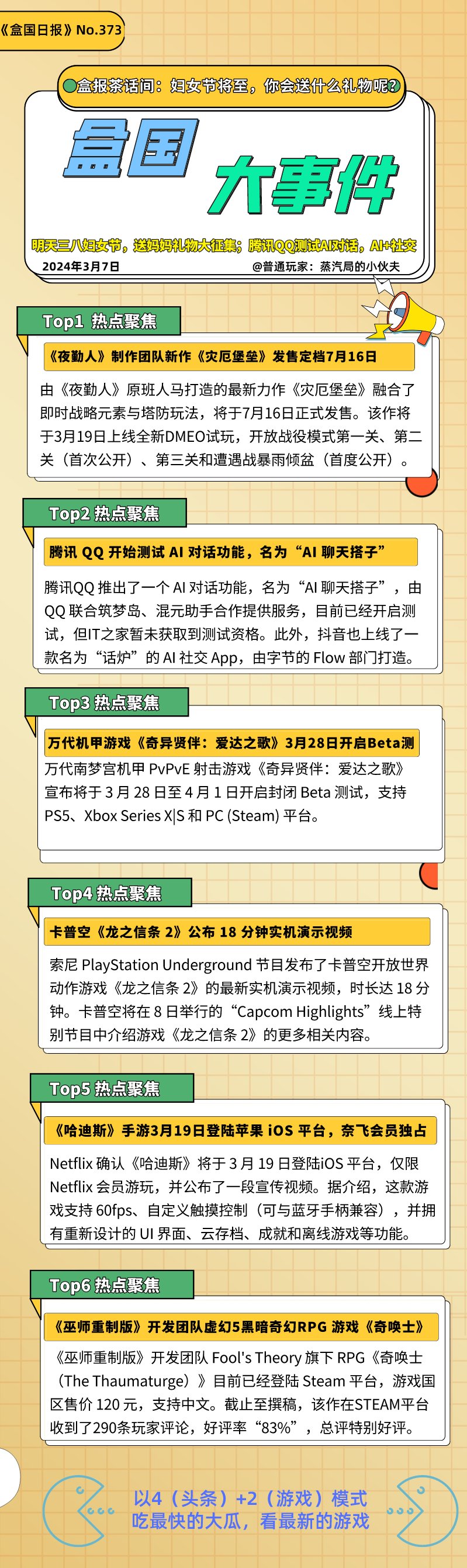 【PC遊戲】投票明天三八婦女節，送母親禮物大徵集；騰訊QQ測試AI對話，AI+社交-第0張