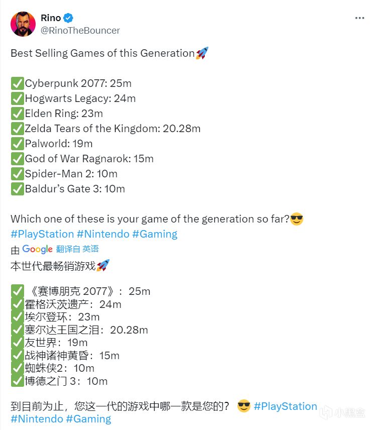 本世代最畅销的八款游戏：《赛博朋克2077》位居榜首