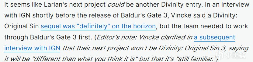 《博德之门3》不会推出续作和新DLC,可能会有《神界:原罪3》