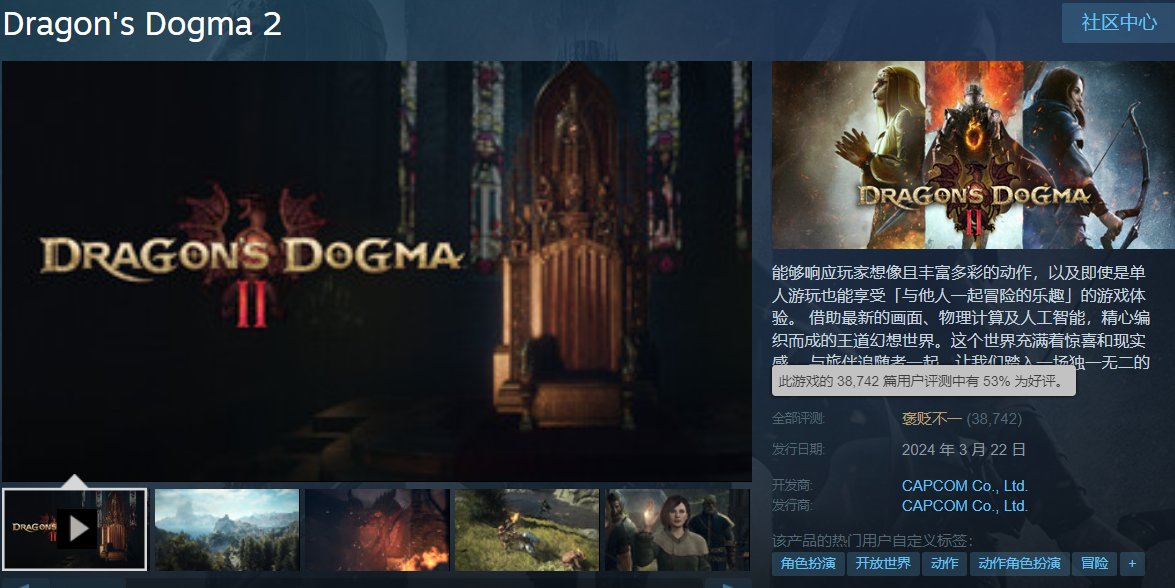 【PC游戏】Steam 周销榜出炉：《龙之信条 2》终结《地狱潜者 2》六连冠-第2张