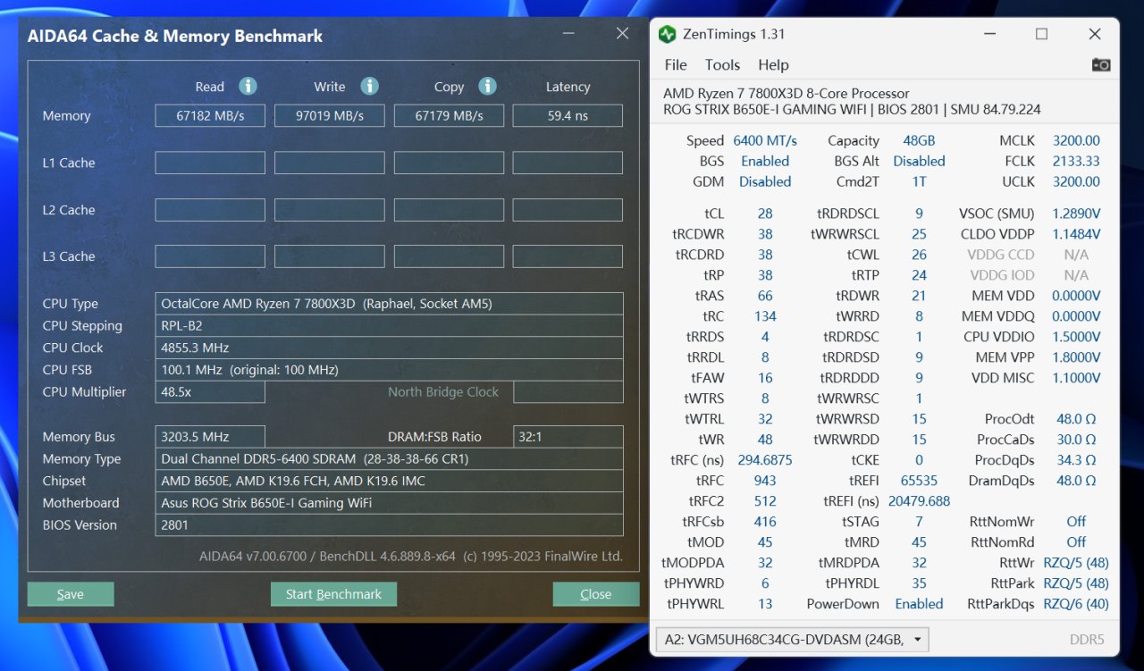 6400 CL24紧参过测-7800X3D平台内存超频体验-第1张