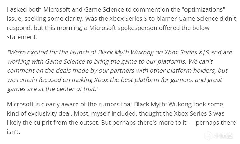 熱門微軟正式回應《黑神話：悟空》延期上線Xbox平臺一事-第0張