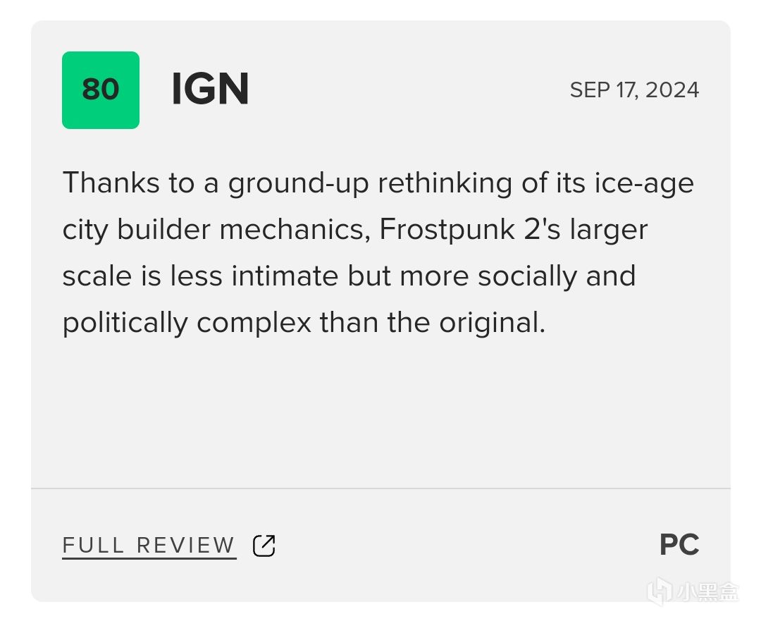 《冰汽时代2》外媒评分汇总，MC85分，IGN、GS双8分-第1张