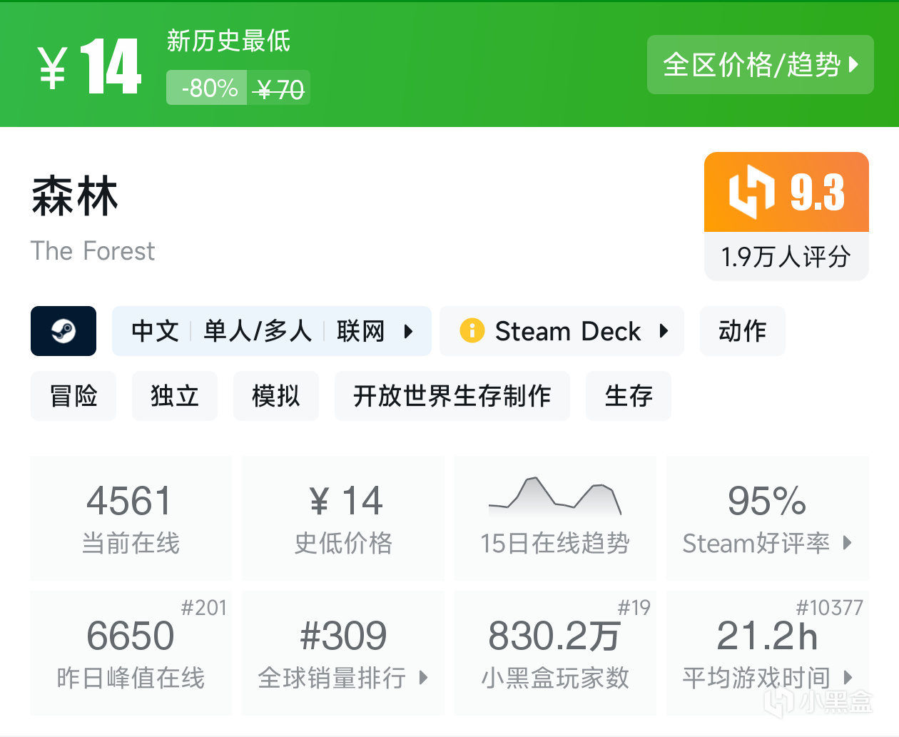 【10月29日】尖叫游戏节特惠放大送，《森林》迎来新史低仅需14r！