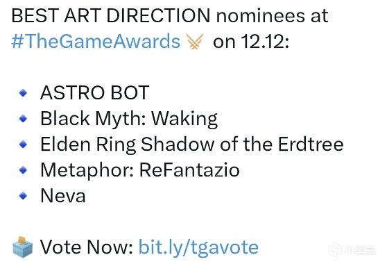 TGA提名名单揭晓，《黑神话》入选四奖，竞争年度最佳！