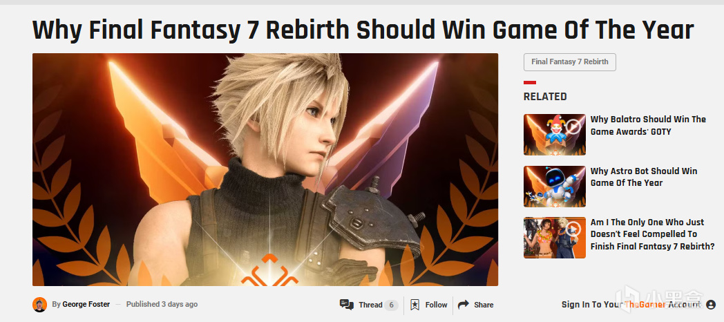 【球盟会】外媒发文，所有提名游戏都值得TGA年度最佳