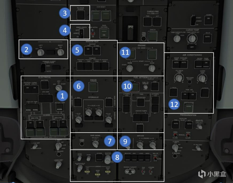 MSF2020:B787-10学习笔记(一）ELECTRICAL of overhead panel-第1张