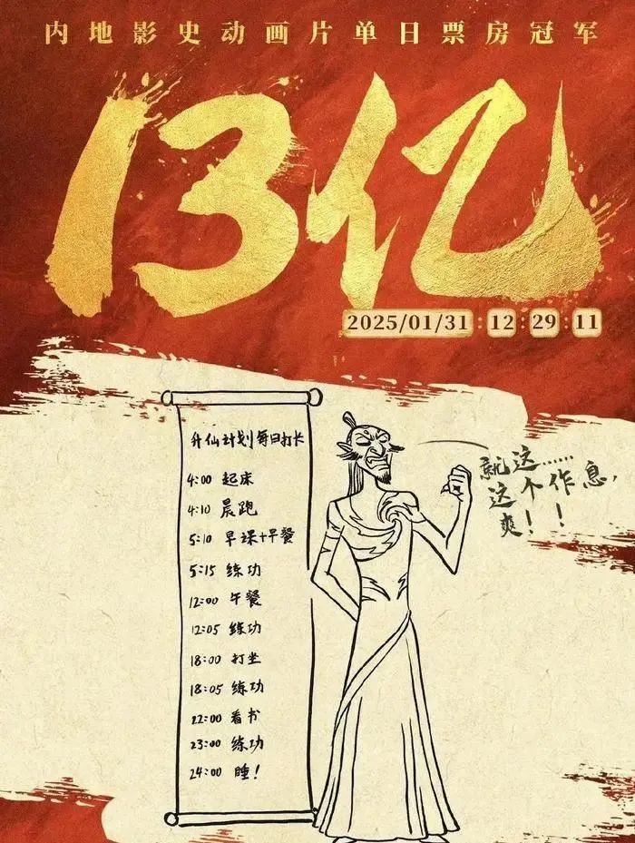 投票
  《哪吒2》票房每破一亿，饺子导演就亲笔画一张破亿海报？-第13张