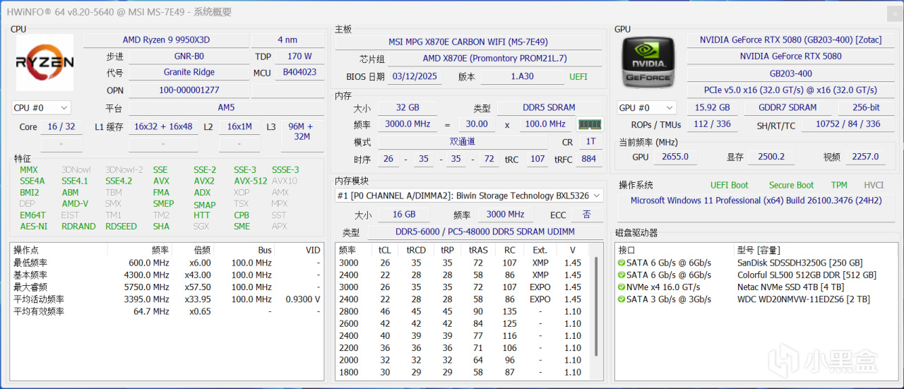 9950X3D VS 9950X VS 9800X3D深度测试，含调度分析|模拟游戏对比