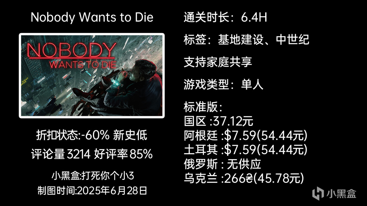 夏促新史低第二弹：原子之心/GTFO/死亡空间等55款30-99元游戏