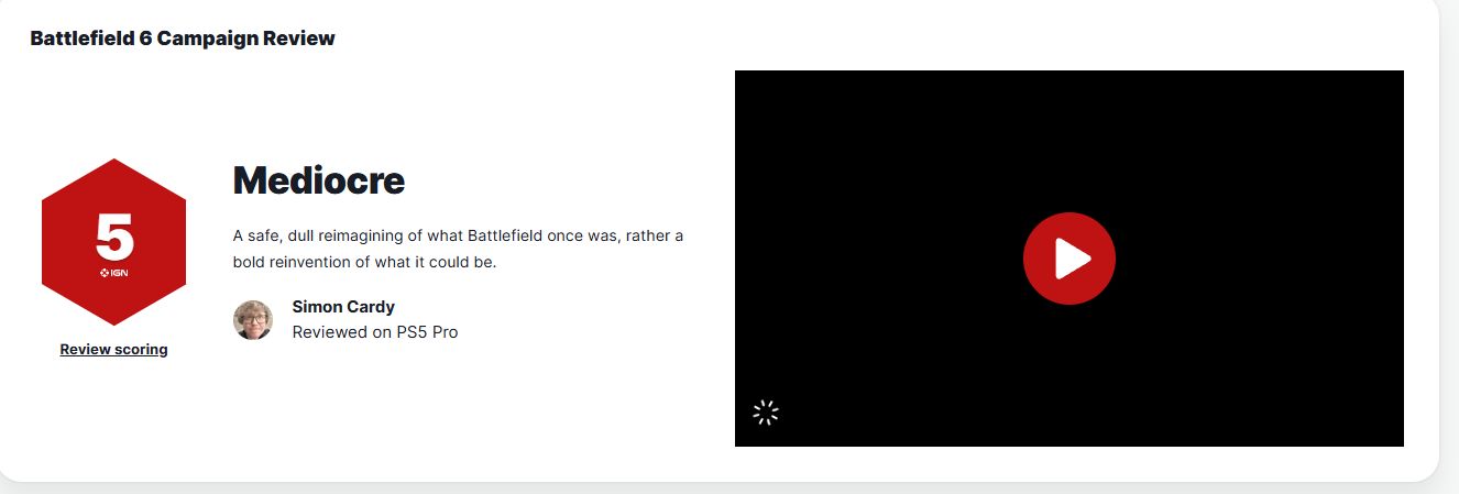 【球盟会】《战地风云6》媒体评分解禁，MC84/OC84，IGN5（战役）/GS8