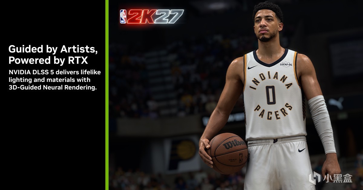 《NBA 2K27》中的DLSS 5展示画面。球员、材质和灯光同时入镜，能直接看出这项功能主要改动什么。