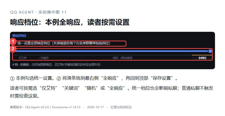 本例采用统一全响应，读者可自行选择其他档位